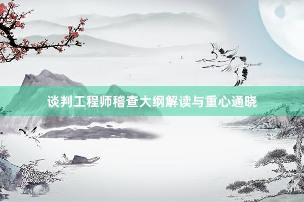 谈判工程师稽查大纲解读与重心通晓